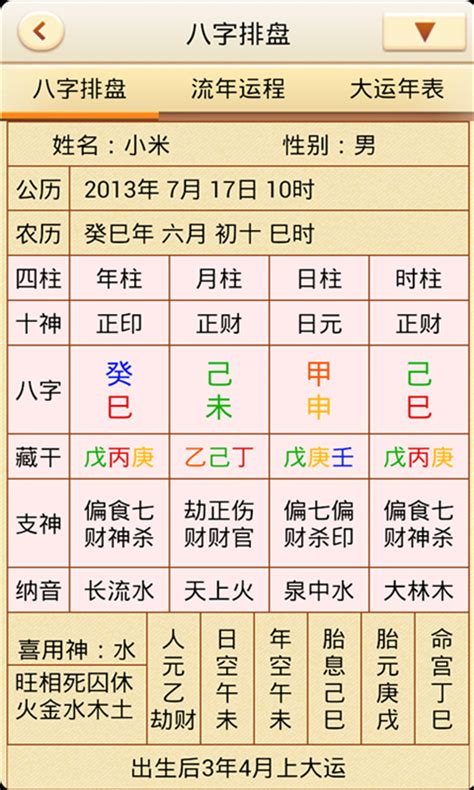 免費八字流年|四柱八字排盤